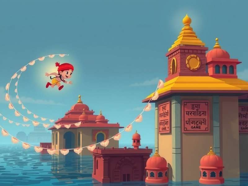 Vex Varanasi Holy Jump Game Cover showing Varanasi ghats with game character